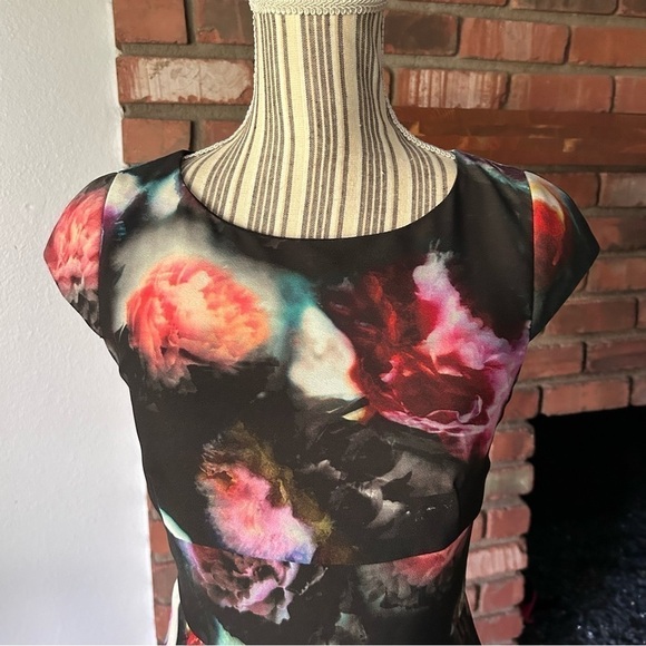 Paul Smith Black Floral Watercolor Burst Printed Sheath Dress Sz 5 - Picture 3 of 9